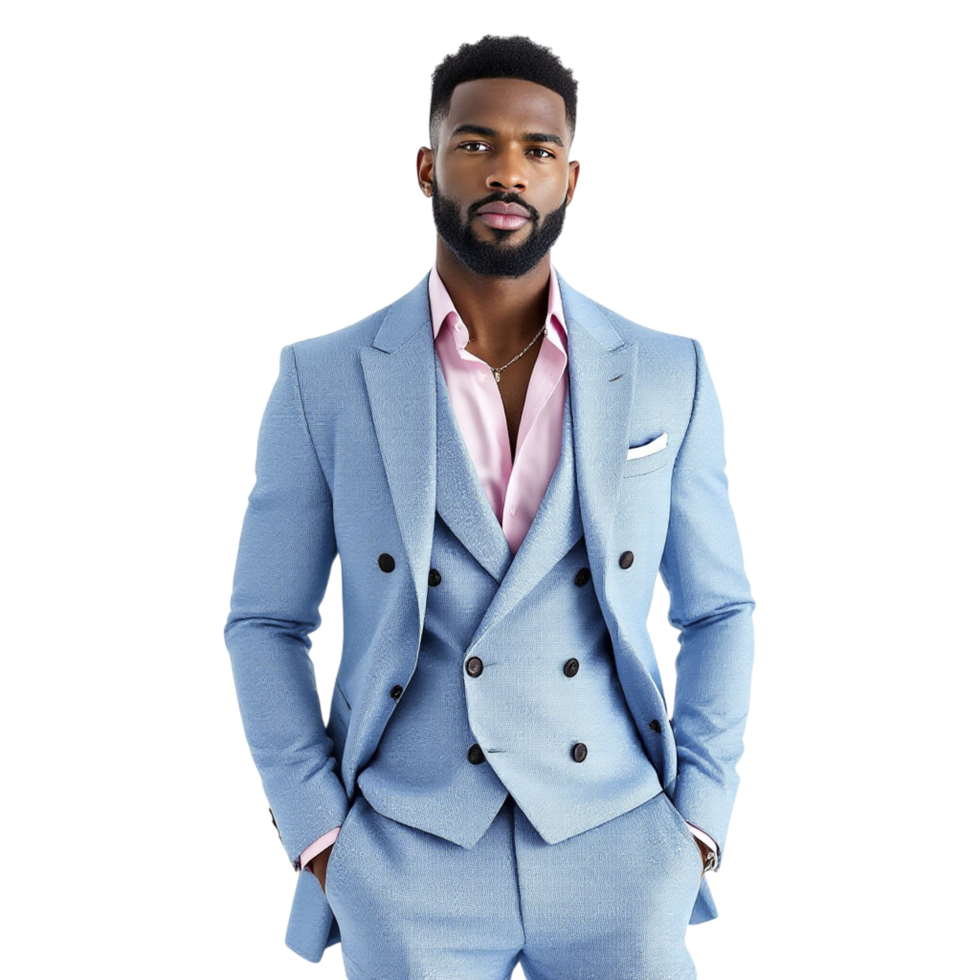 A man in a light blue suit png