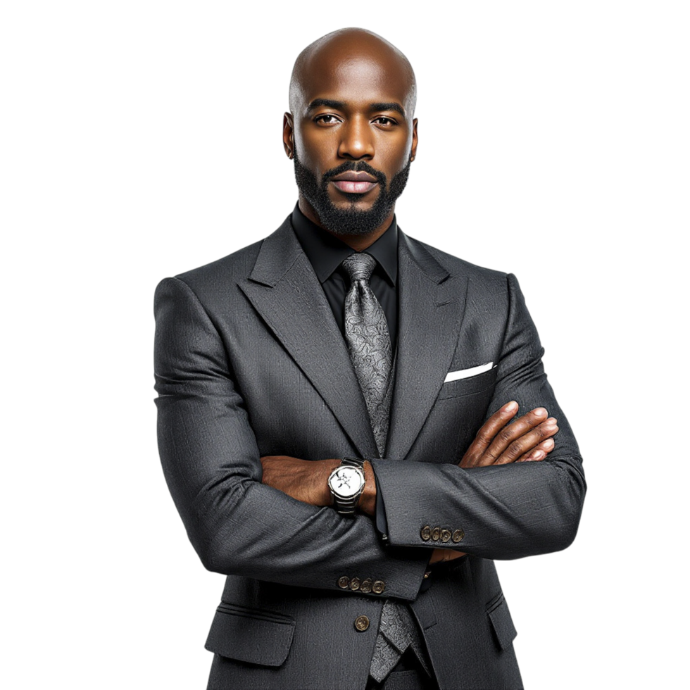 A black man in a suit and tie png