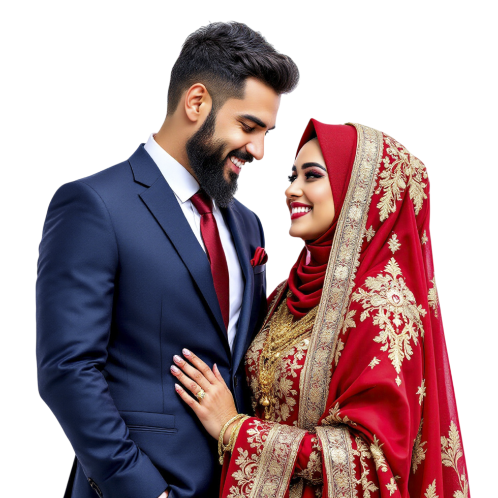 A man and woman in traditional clothing are posing for a photo png