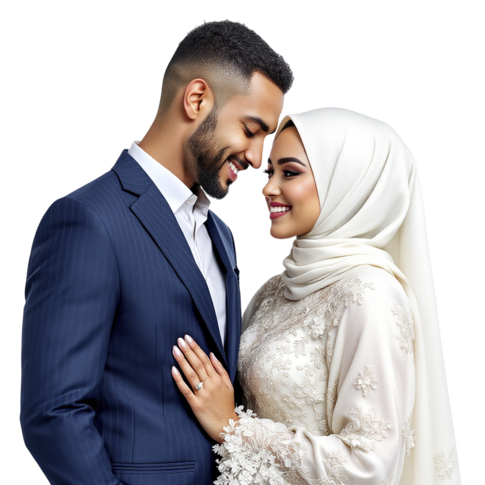 A beautiful muslim couple posing for a photo png