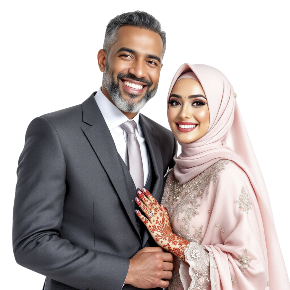 A man and woman in traditional clothing posing for a photo png