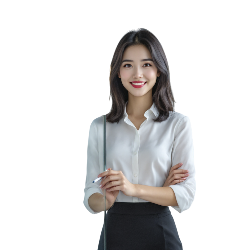 Asian business woman with a clipboard png