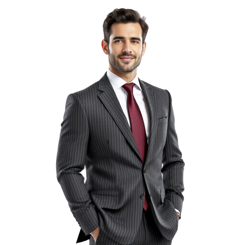 A man in a suit and tie standing in front of a black background png