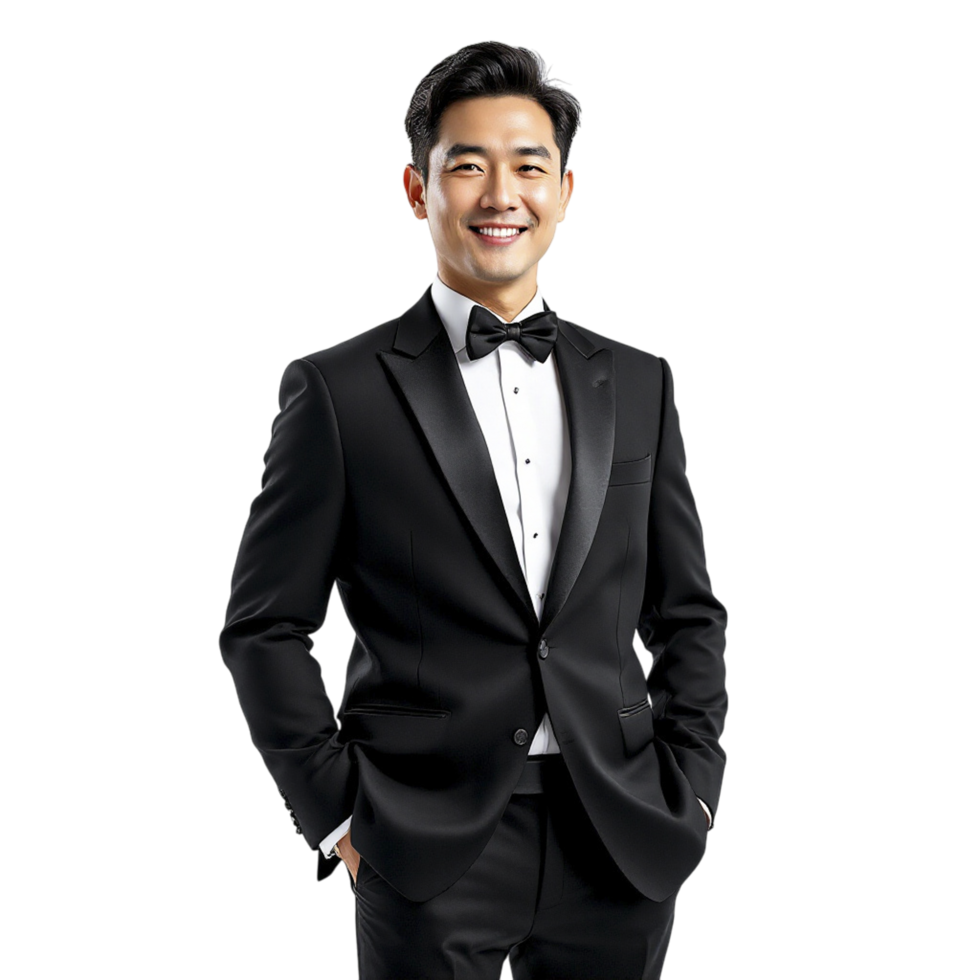 A man in a tuxedo posing for a photo png