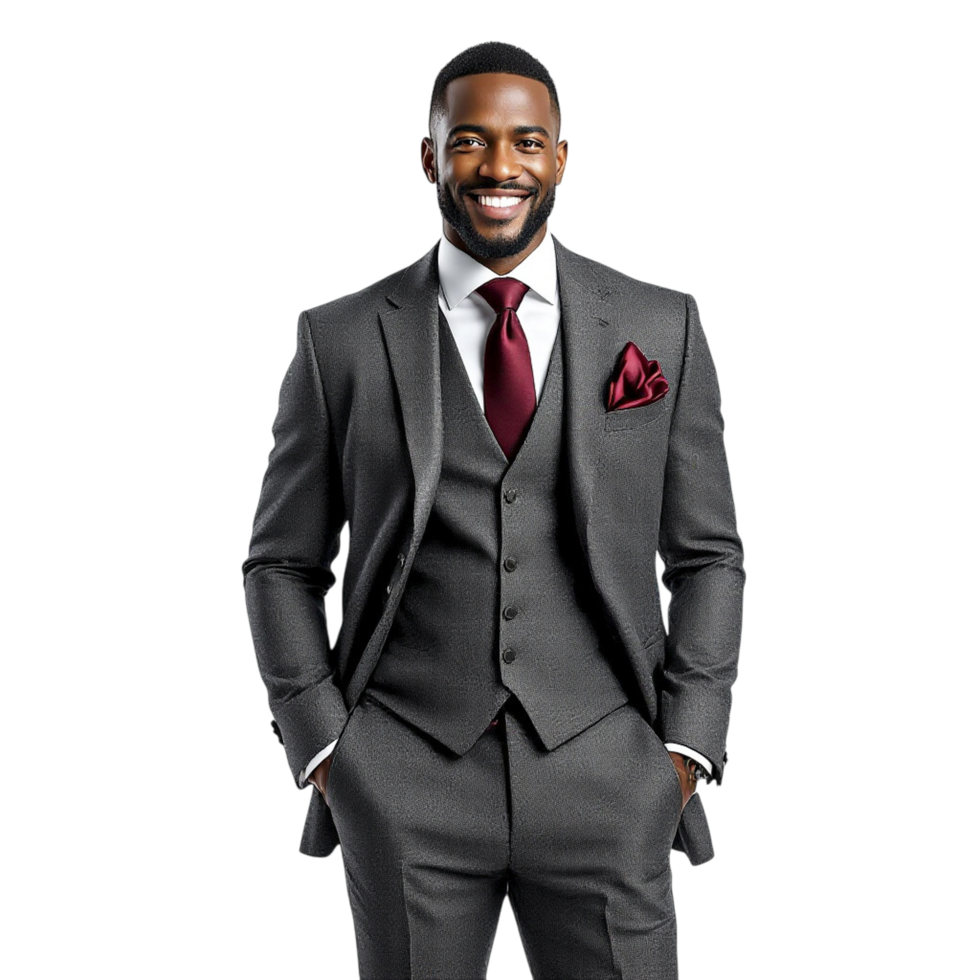 A man in a suit and tie posing for the camera png
