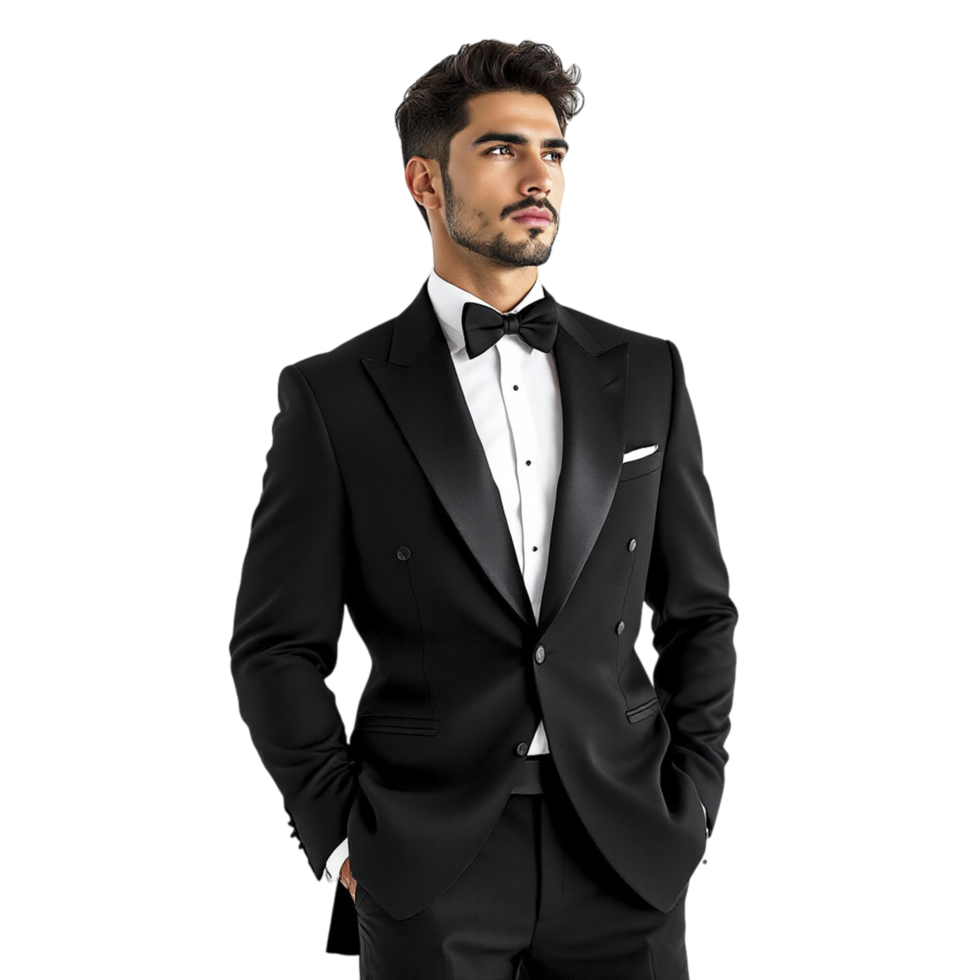 A man in a tuxedo poses for a photo png