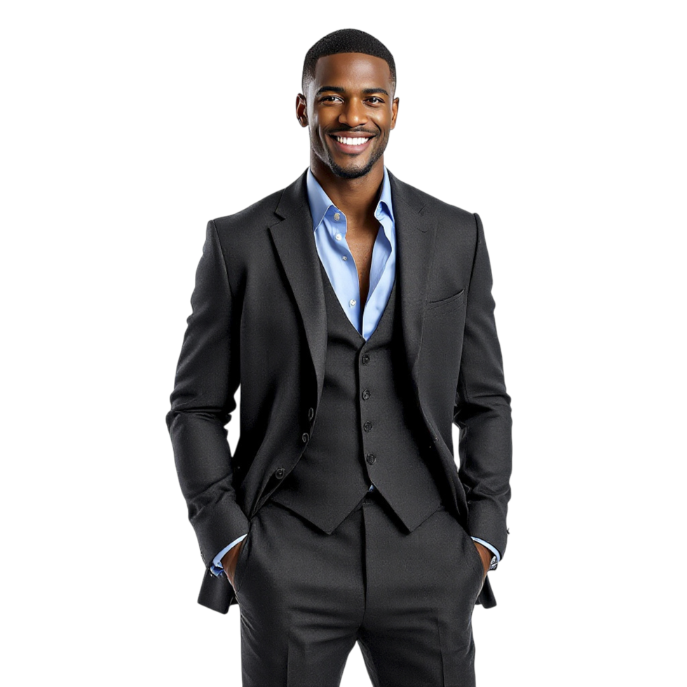 A black man in a suit and tie png