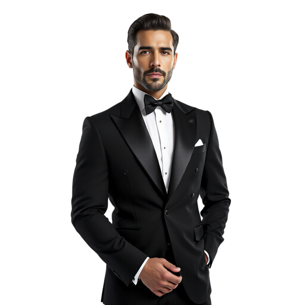 A man in a tuxedo poses for a photo png