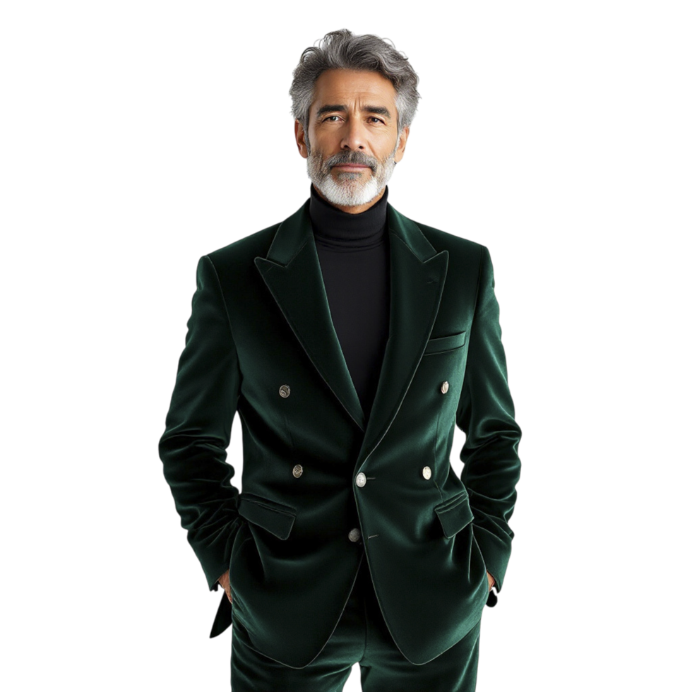 A man in a green velvet suit png