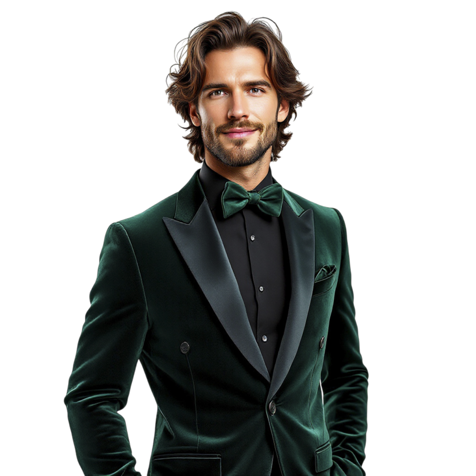 A man in a green velvet suit png