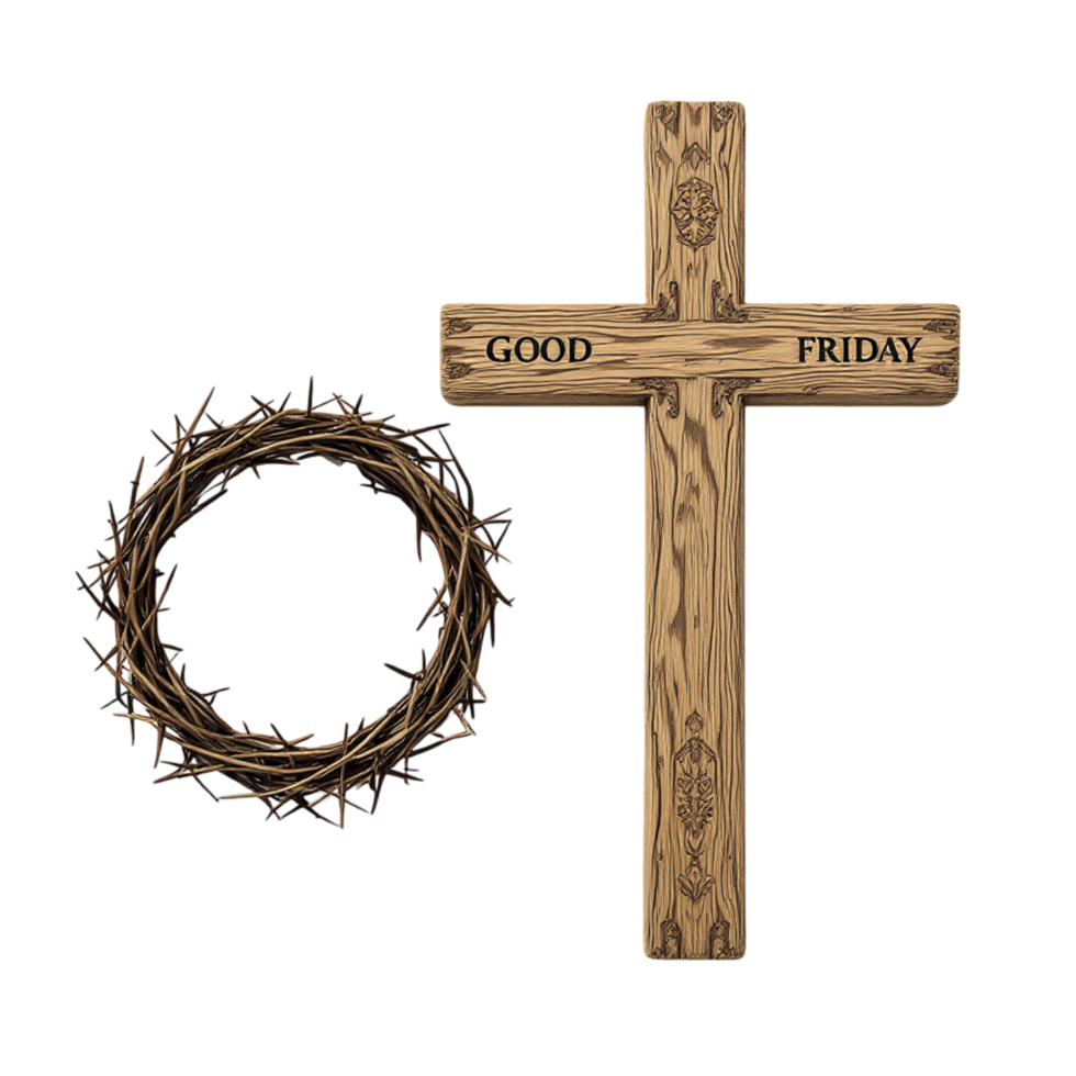 Good friday cross and crown of thorns illustration png