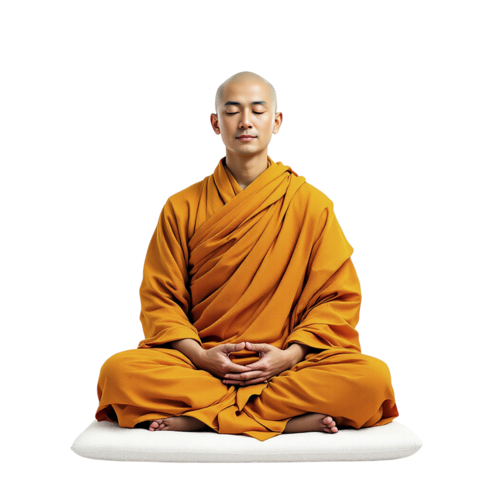 A monk sitting in meditation pose png