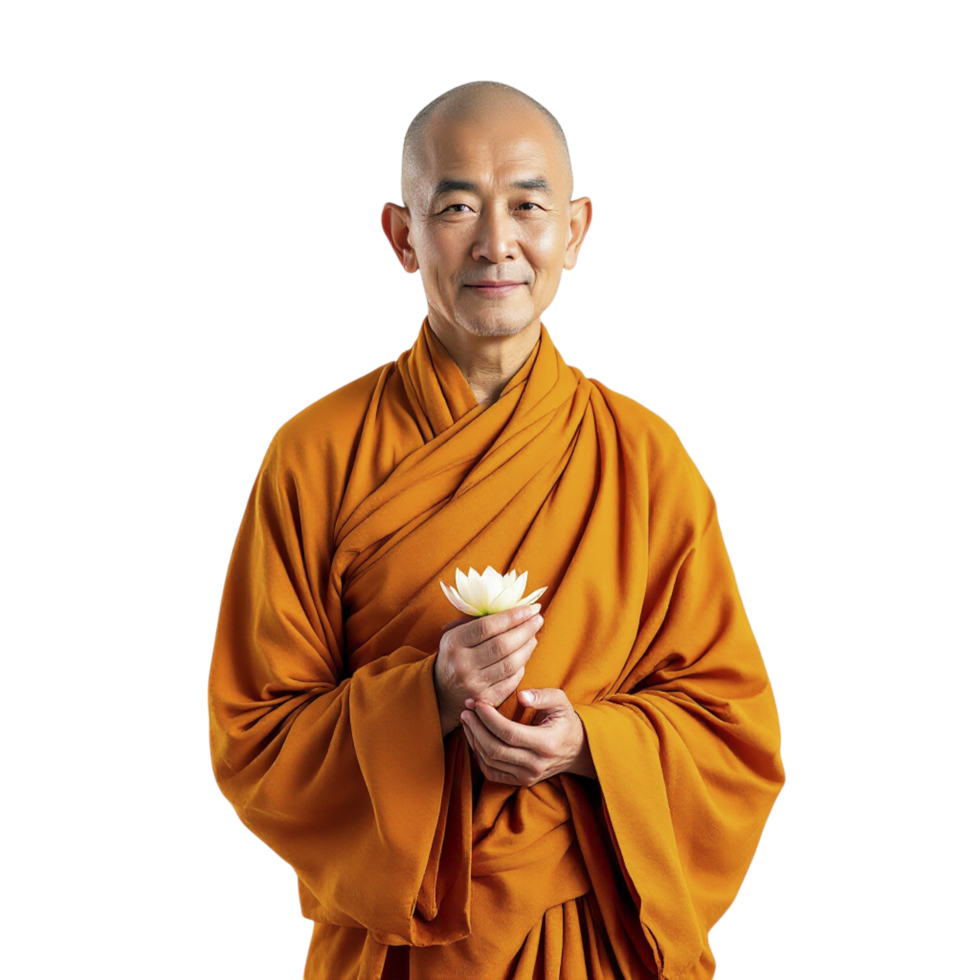 A monk holding a lotus flower png
