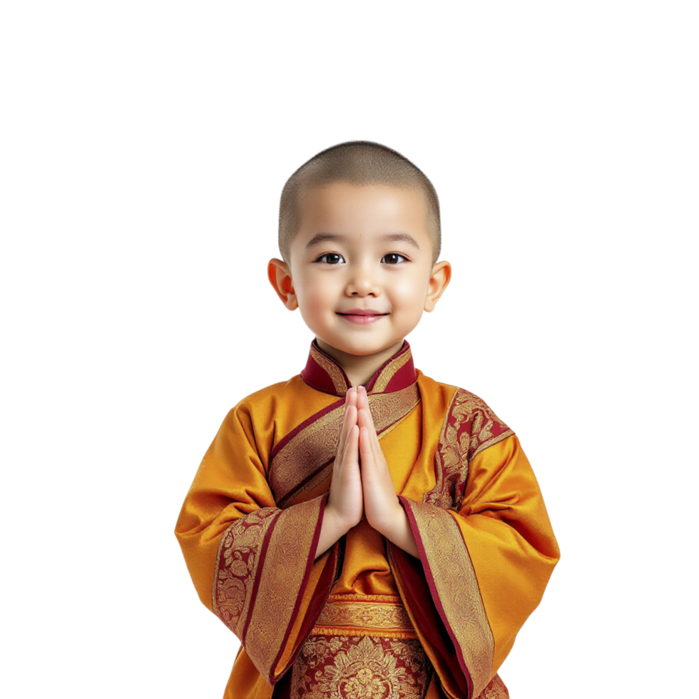 A little boy in a traditional thai outfit png