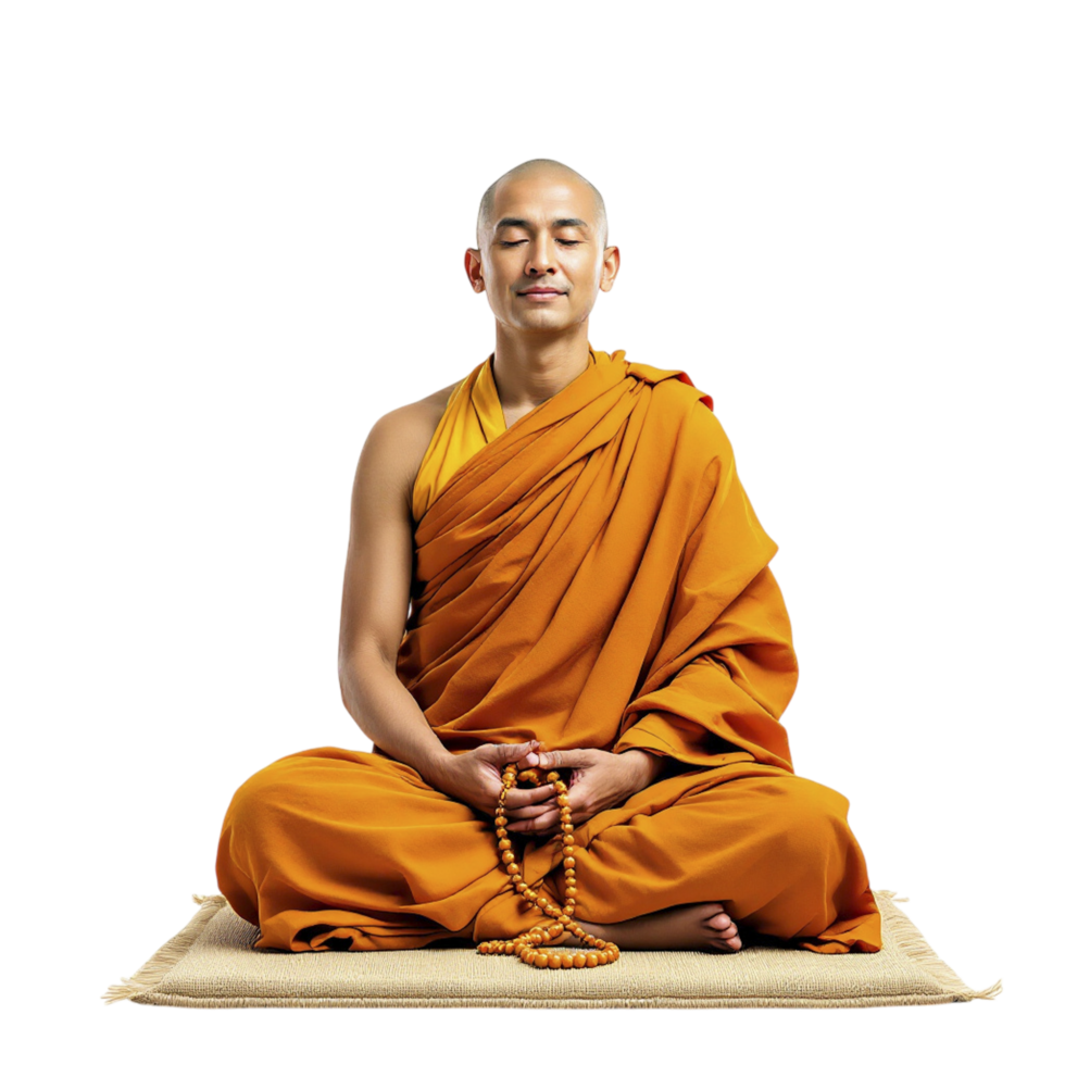 A monk sitting in meditation pose png