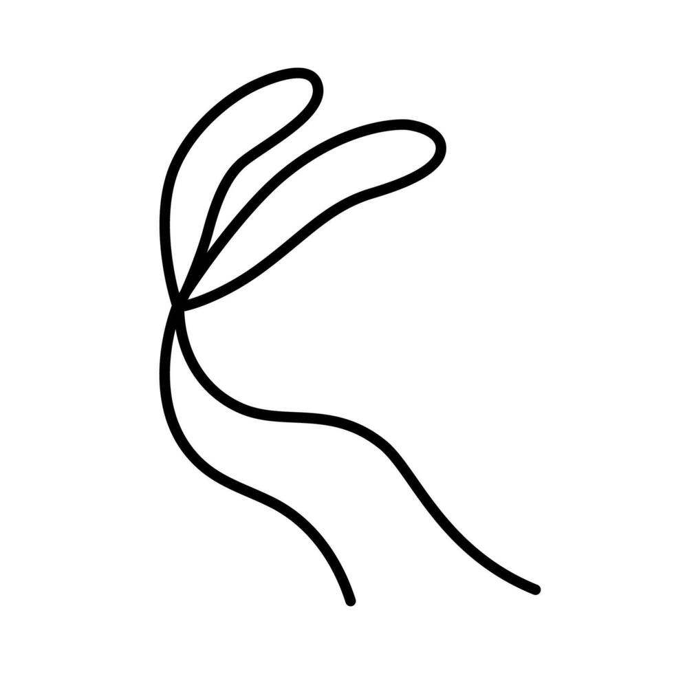 Hand drawn tied bow icon. Waving Tied ribbon in doodle style. Outline element. Isolated on white. vector