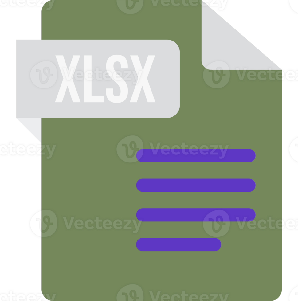 Xlsx File Icon With Folded Style Document png