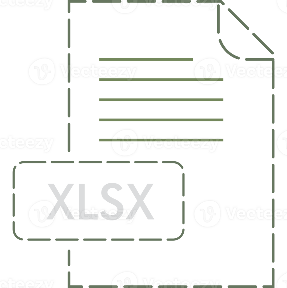 Xlsx File Format Icon Rounded Dashed Outline png
