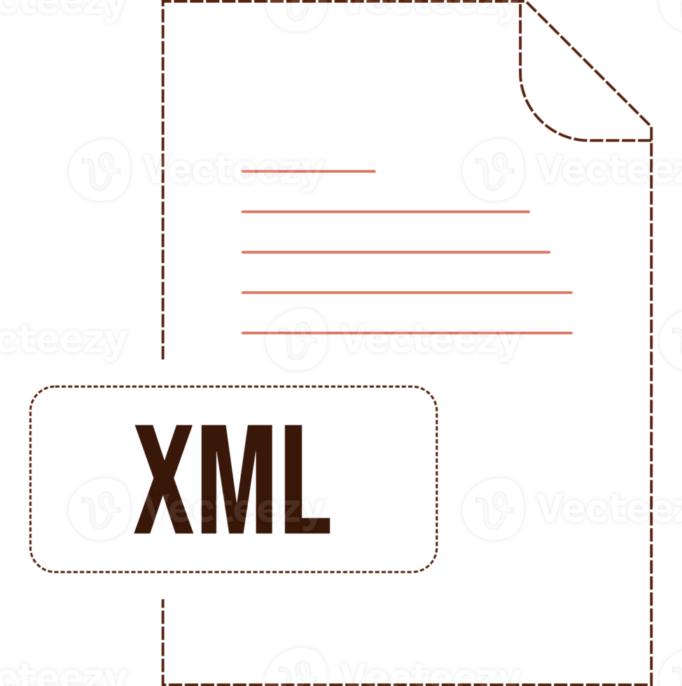 Modern Xml Icon Black Dashed Outline V1 png