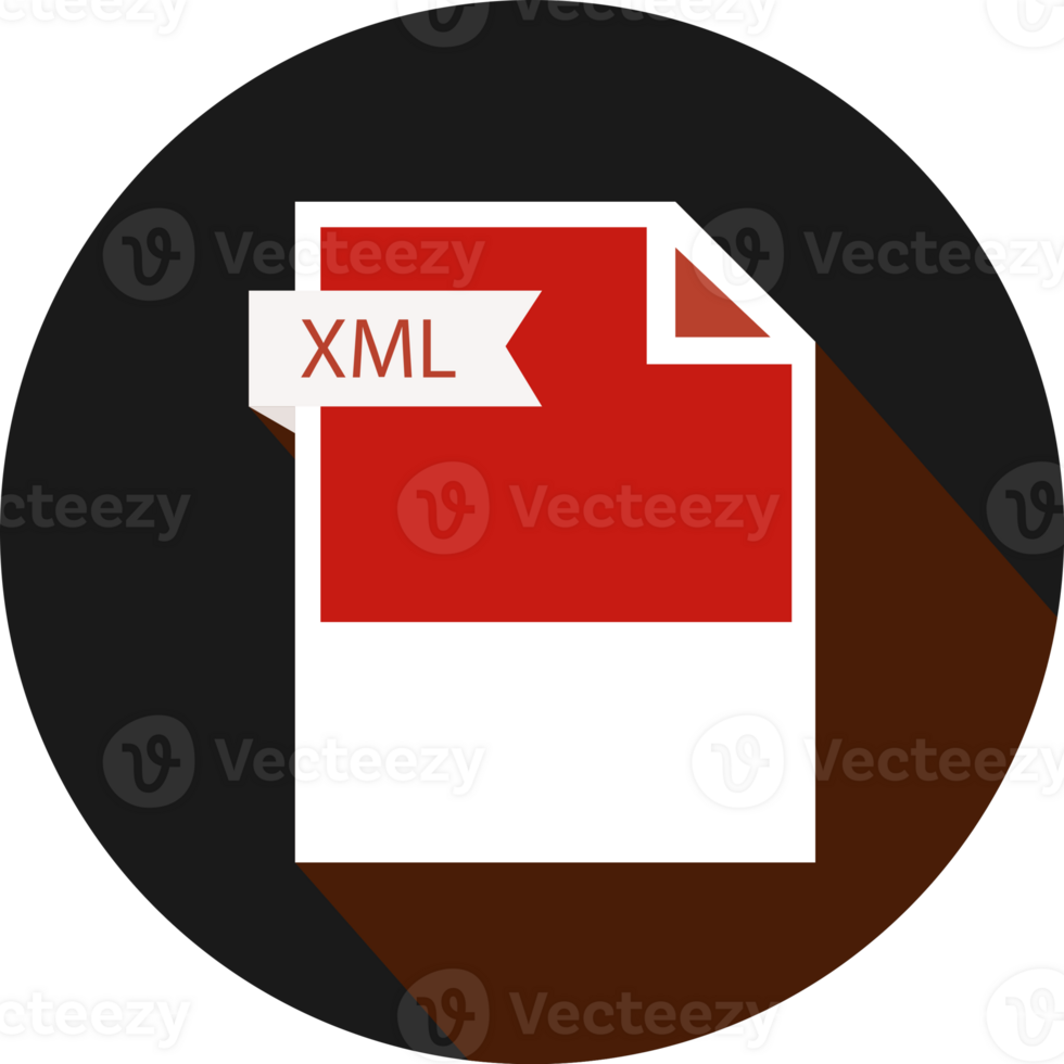 Modern Xml File Format Icon And Black Shadow Circular Shape png