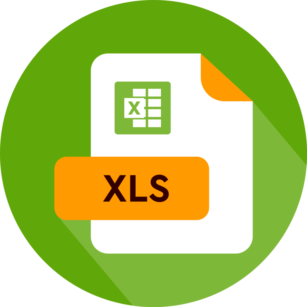 Xls File Extension Icon Cinnabar And Orange Color Circular Icon png