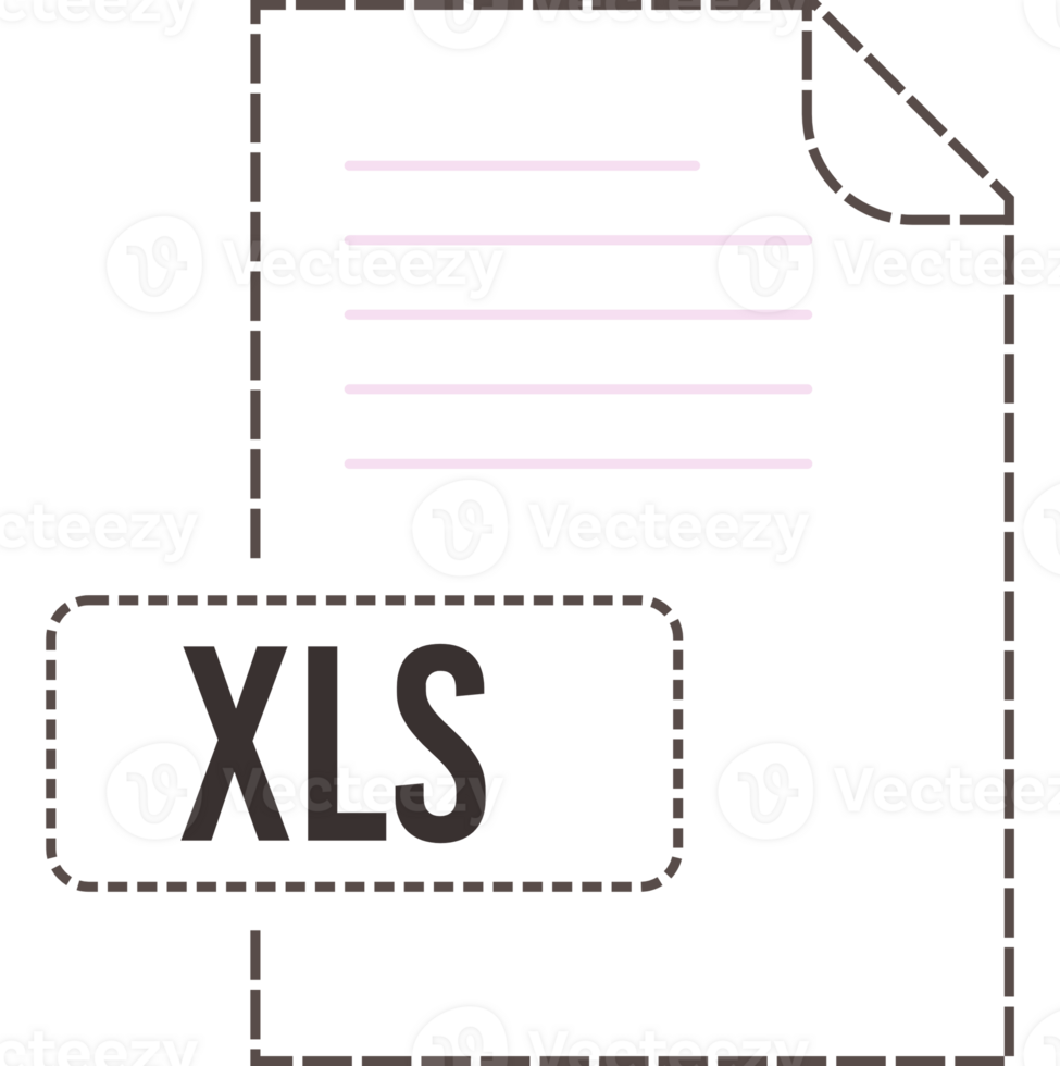 Creative Xls File Format Icon Dashed Outline Graphic png