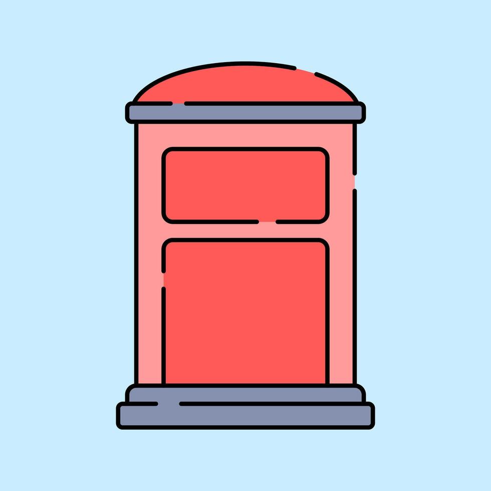 Red Postbox Flat design style, iconic UK red postbox, symbolizing traditional mail service, perfect for postal services, vintage themes, and British culture designs. vector
