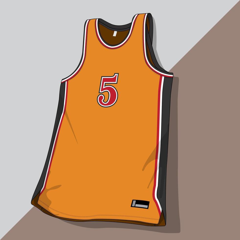 Orange color basketball jersey design template front view vector