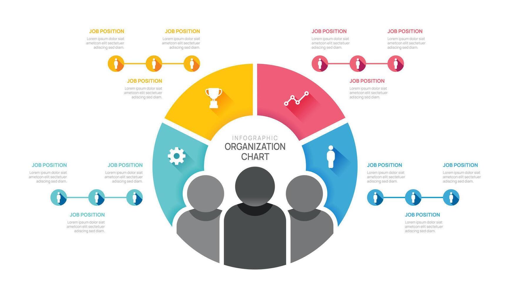 organization chart Infographic template for business with avatar icons. illustration. vector