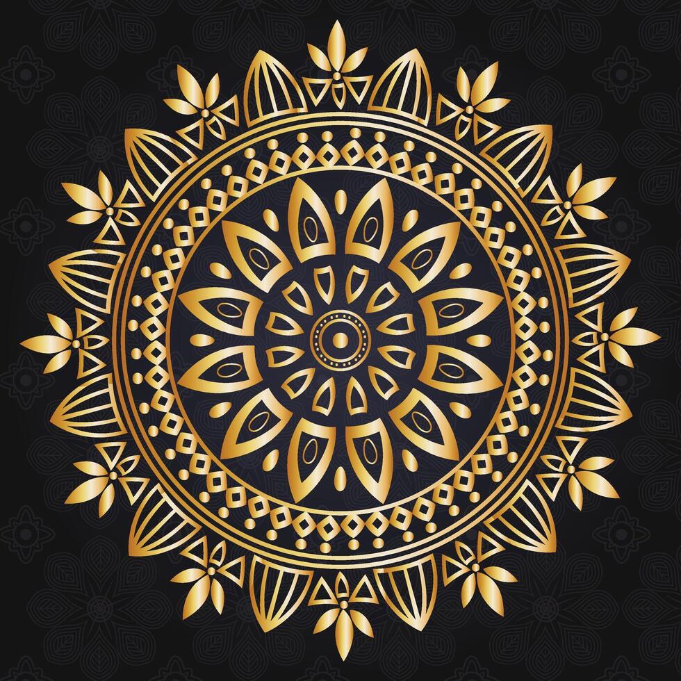 Decorative mandala design with golden colors vector