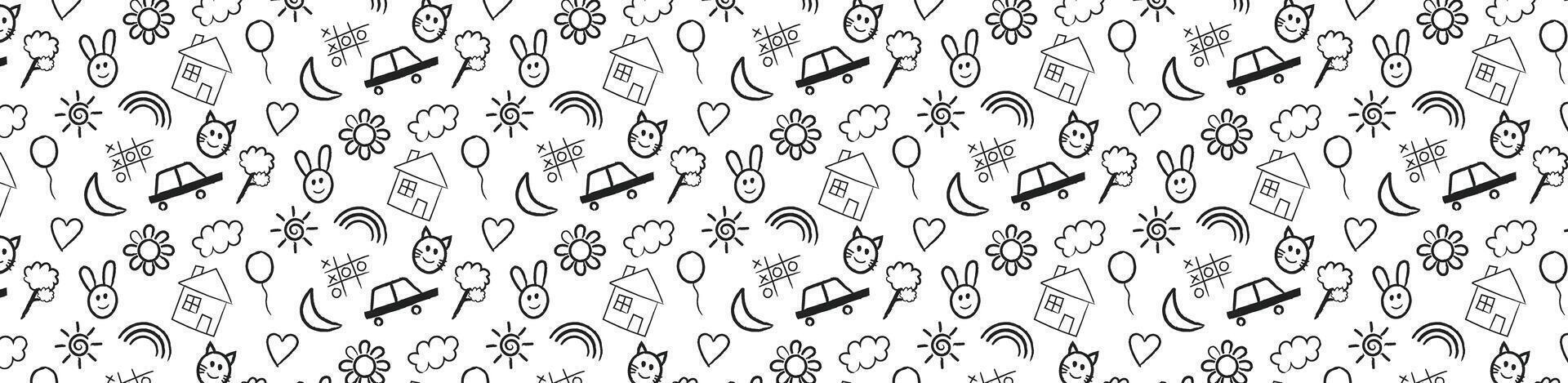 random doodle kids drawing pattern background vector