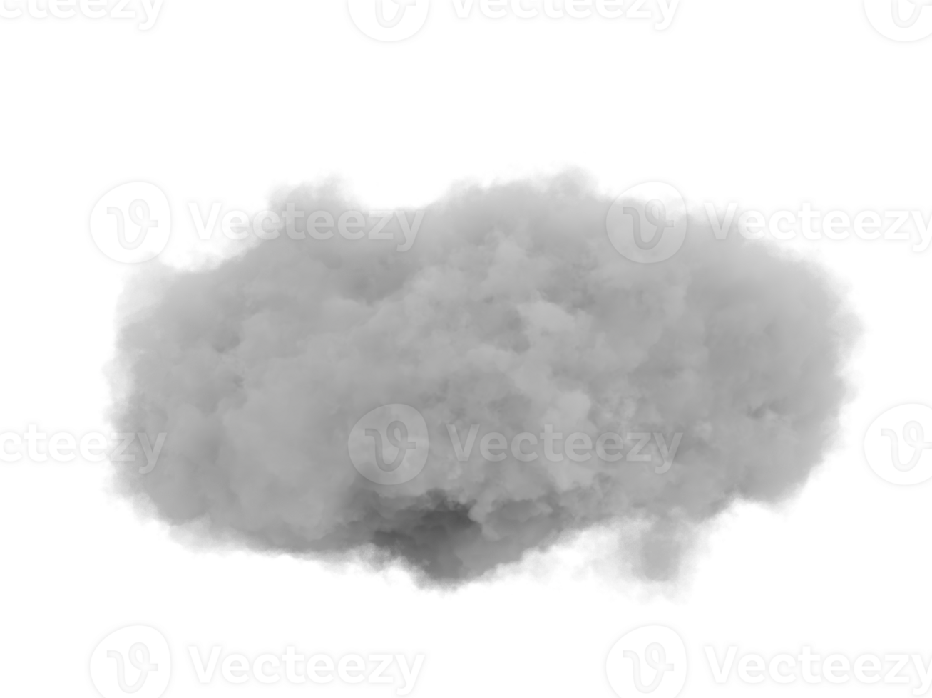 Dense fluffy cloud with misty smoke on a transparent background. png