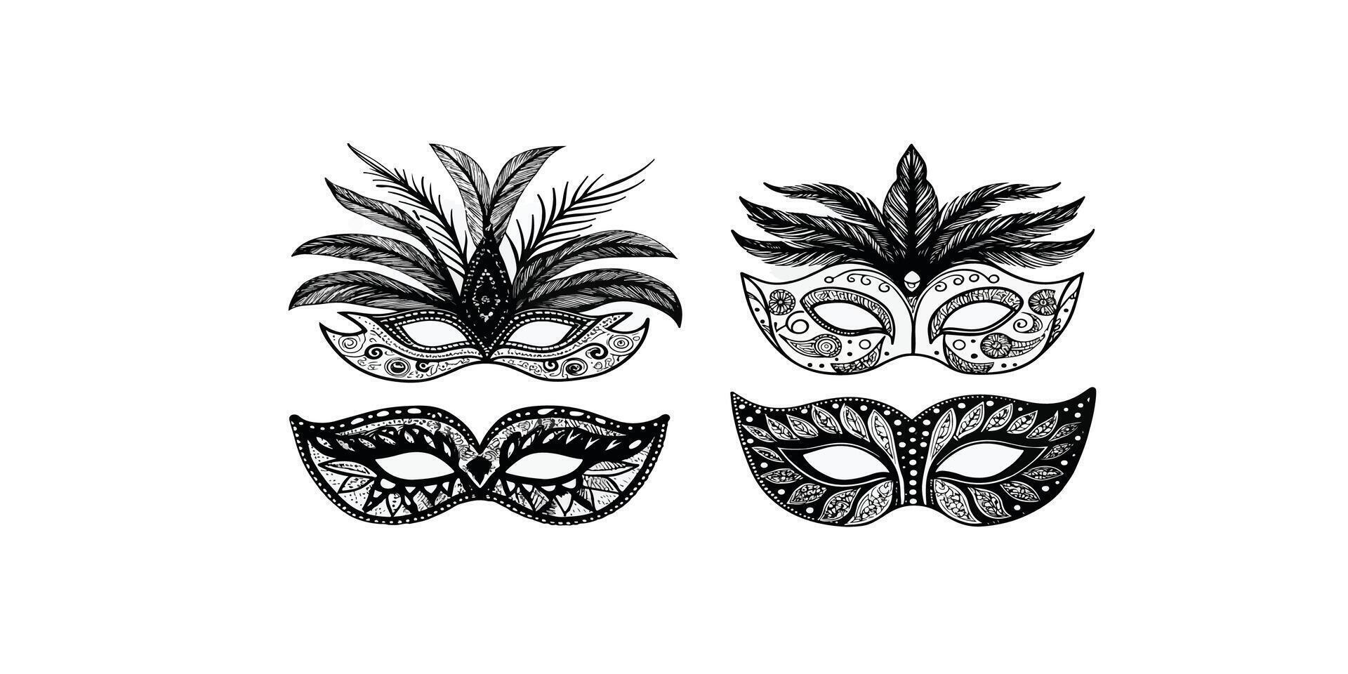 Print Elegant Venetian Masks vector