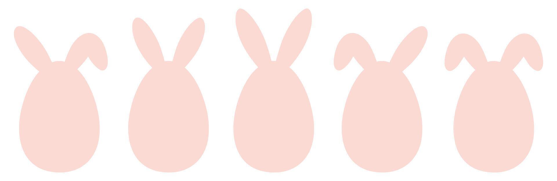 Set of pink silhouettes Easter eggs with bunny ears vector