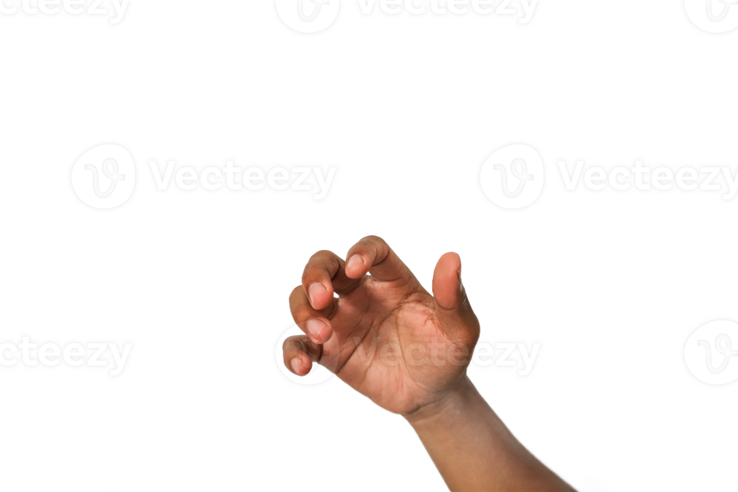 Dark Brown Hand Reaching, Grasping Gesture, Isolated on Transparent Background png