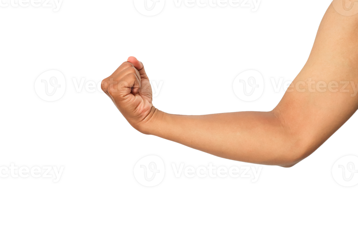 Flexed Brown Arm with Fist on Black Background png