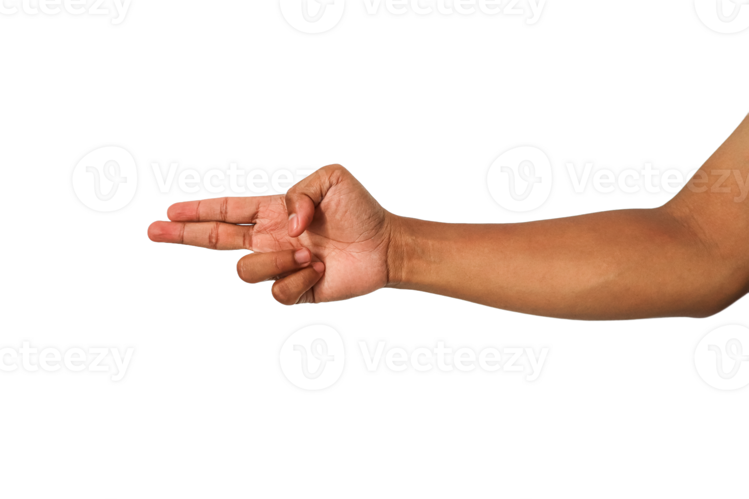 Brown Hand Forming Gun Gesture on Transparent Background png