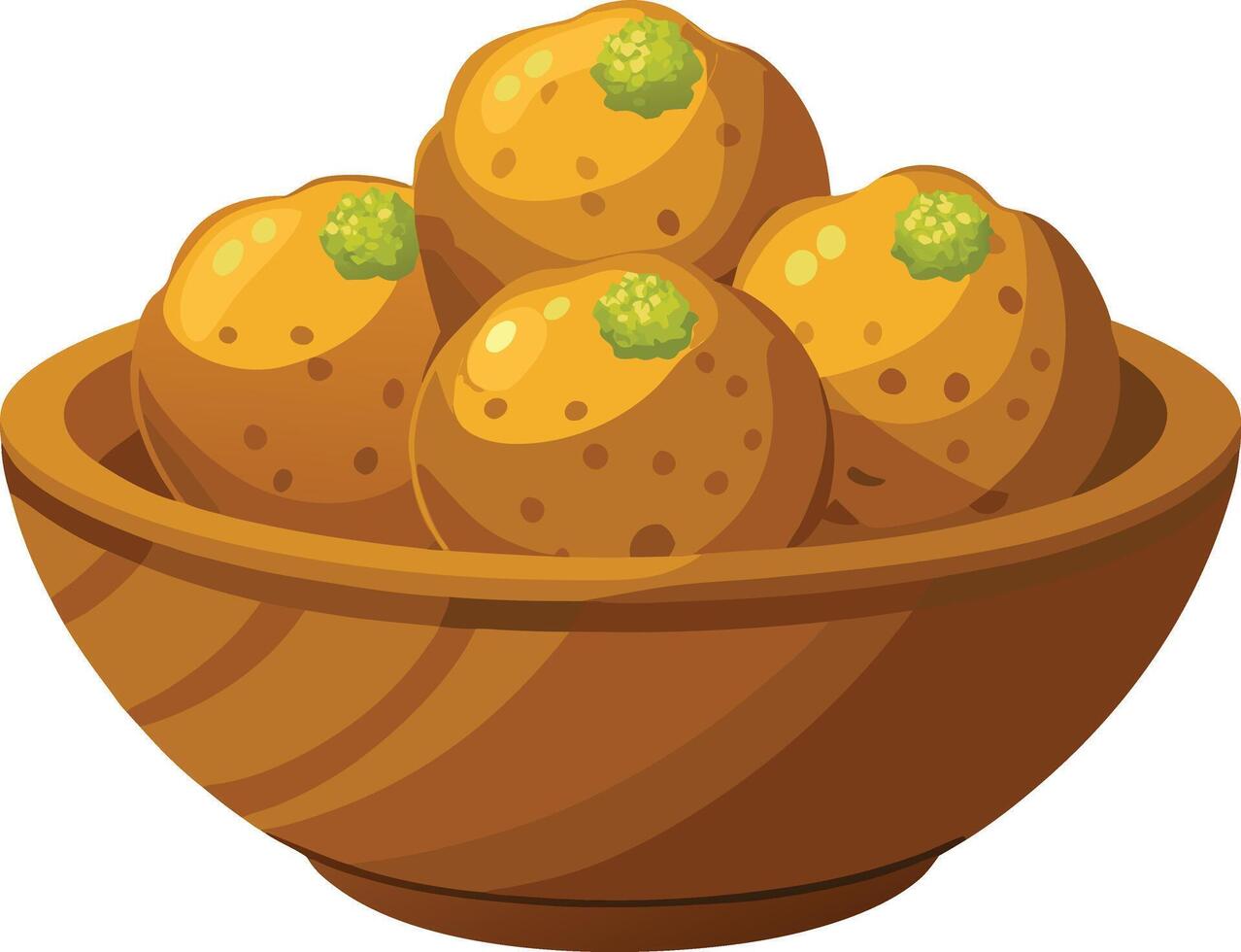 A bowl of potatoes with green sprouts vector