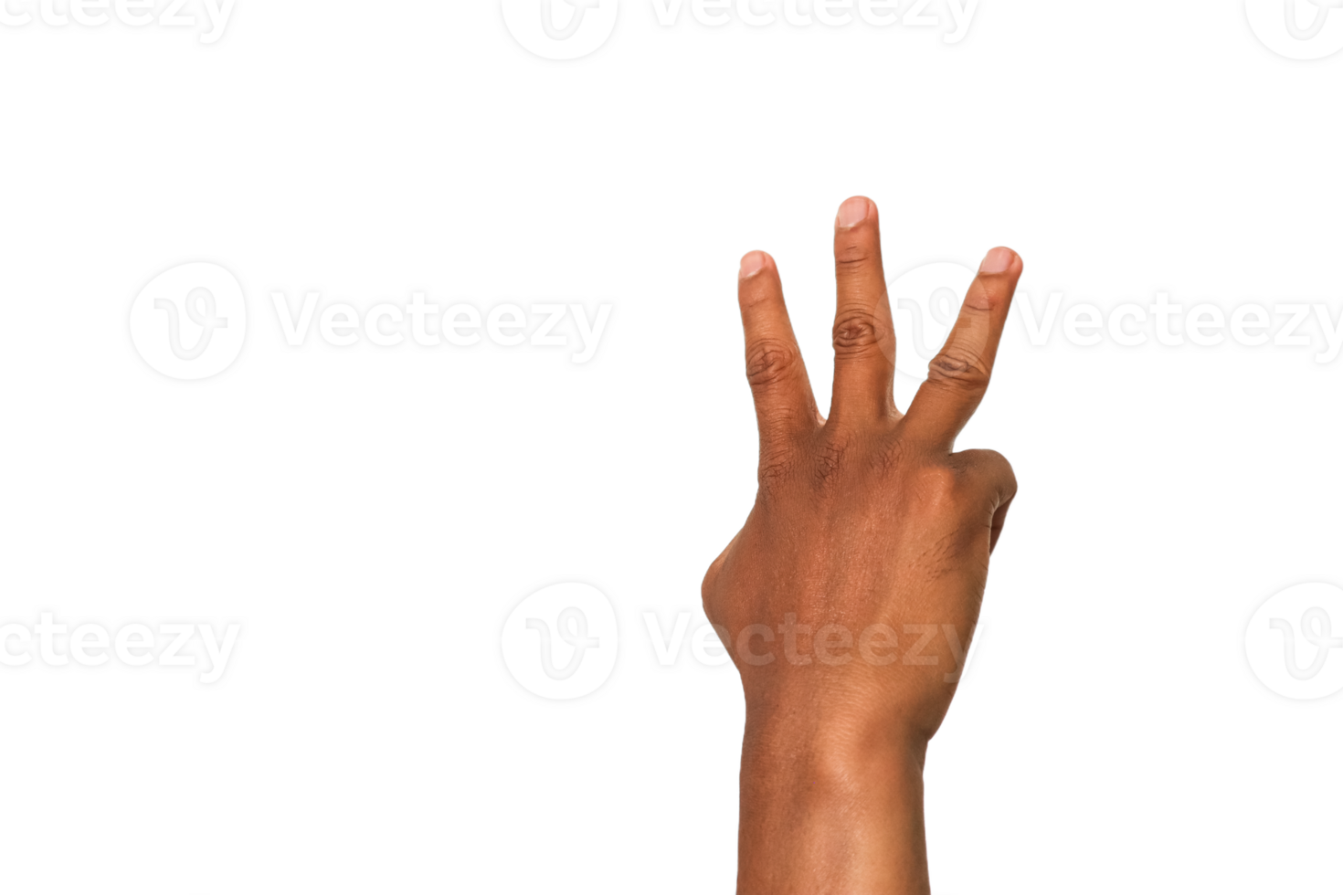 Brown Hand Showing Three Fingers Against Black Backgrounds png