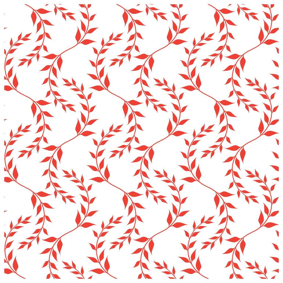 Red floral vines with leaves for a seamless pattern on a white background, creating a fresh, modern design, it could be used as a wallpaper, fabric design, curtain, pillow or other decorative elements vector