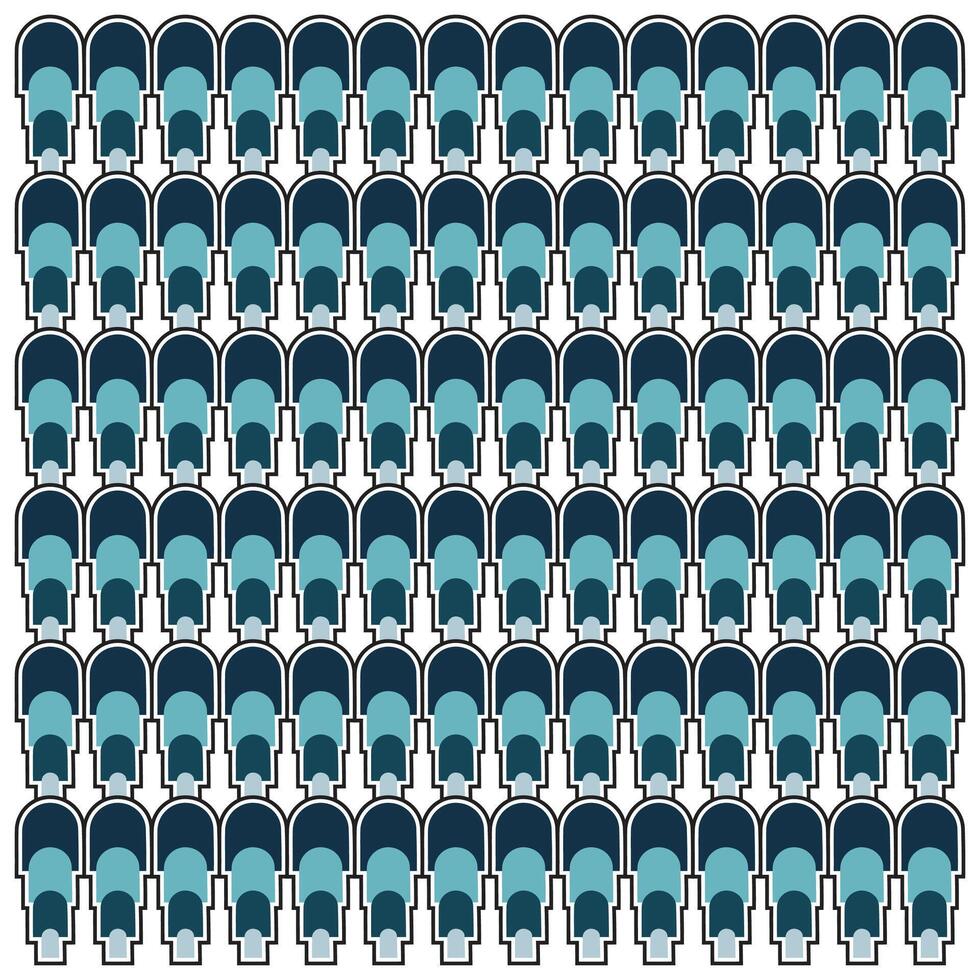 A patterned grid of stylized, blue and navy arch shape, creating a visually striking geometric design. , The bold colors and geometric shapes give the pattern a modern and stylish feel vector