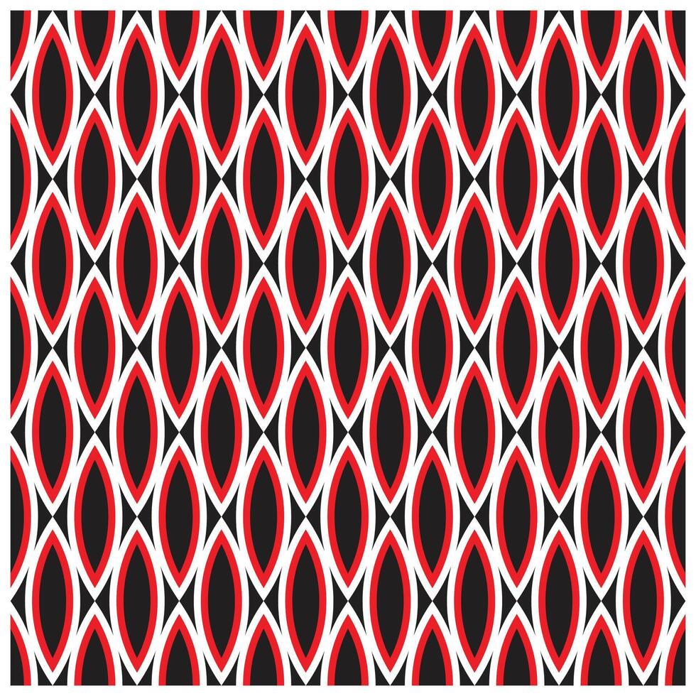 A geometric pattern featuring repeated red and black ovals outlined in white, creating a striking visual texture. vector