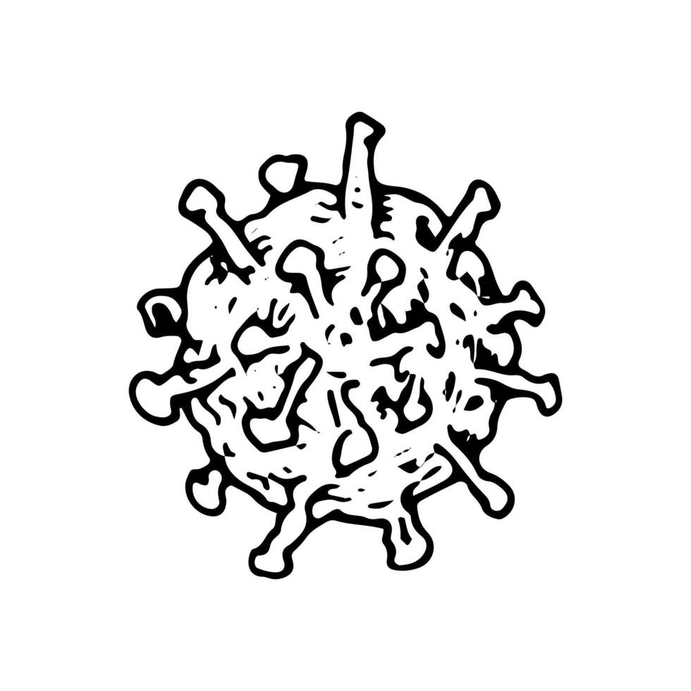 illustration of a rotavirus in black and white with background. Hand drawn isolated object in line art technique. Viral cell ideal for medical designs vector