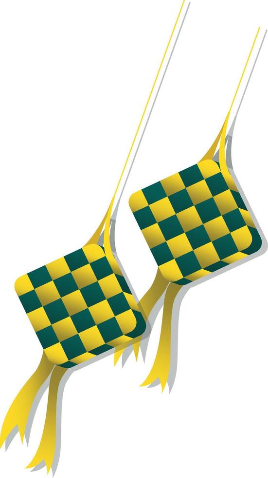 A festive illustration of two ketupat, a traditional rice cake, with a checkered pattern, perfect for Ramadan vector