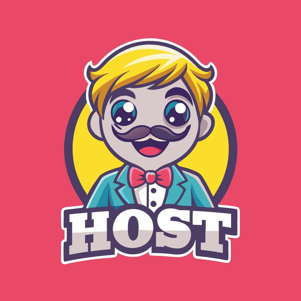 Cute Host in a Logo Character Cartoon Design vector