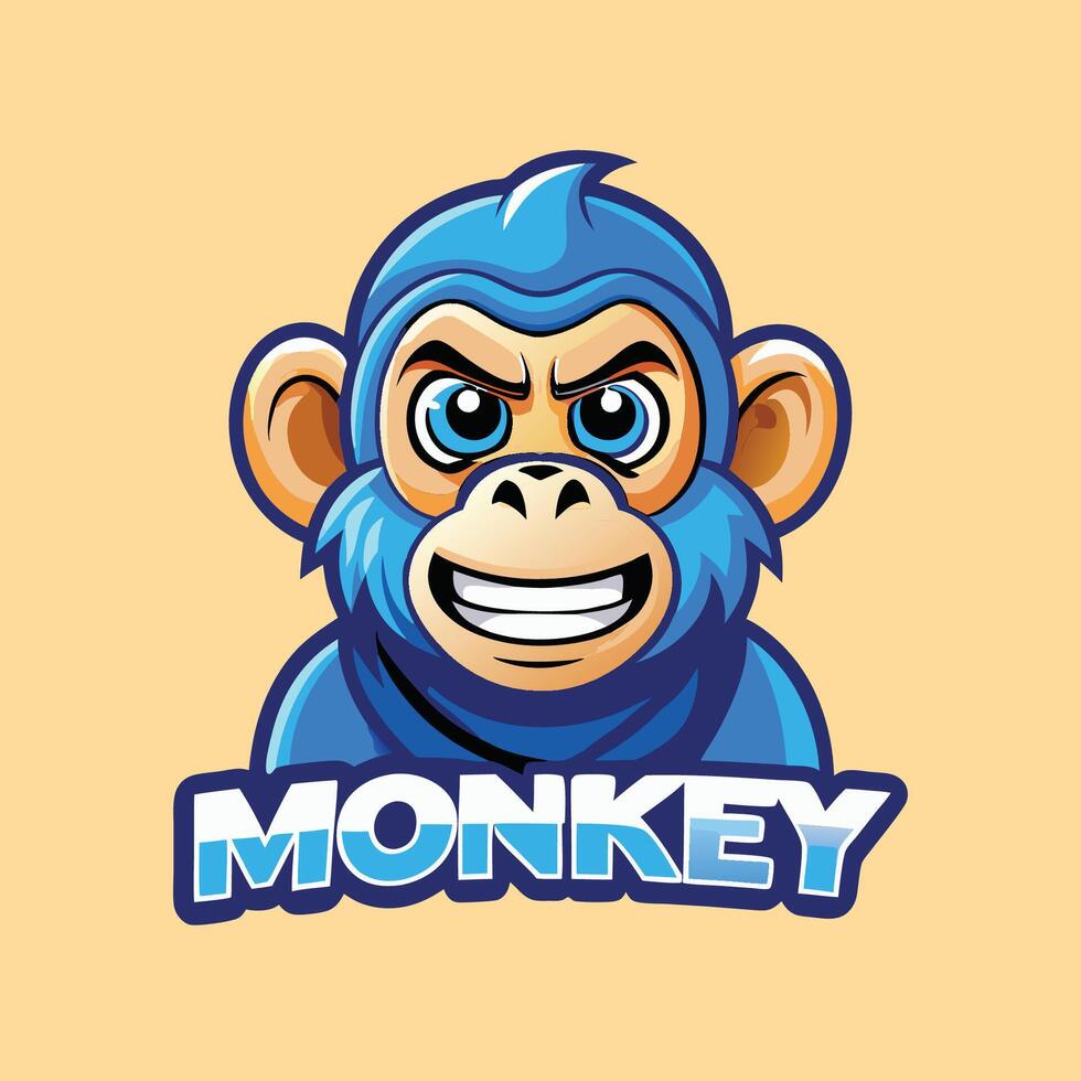 Illustration of a Cute Cartoon Monkey Mascot in a Stylized Design vector