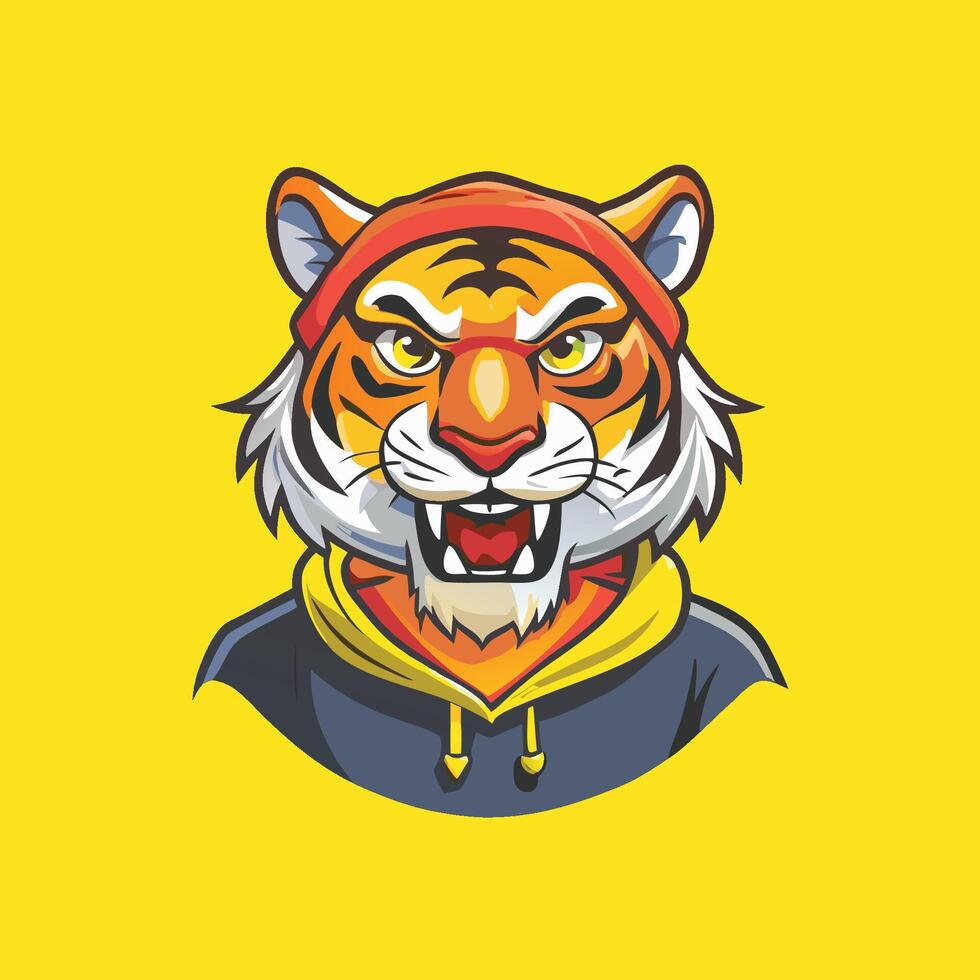 Cartoon Logo of a Mighty Tiger Head Mascot with Detailed Features vector