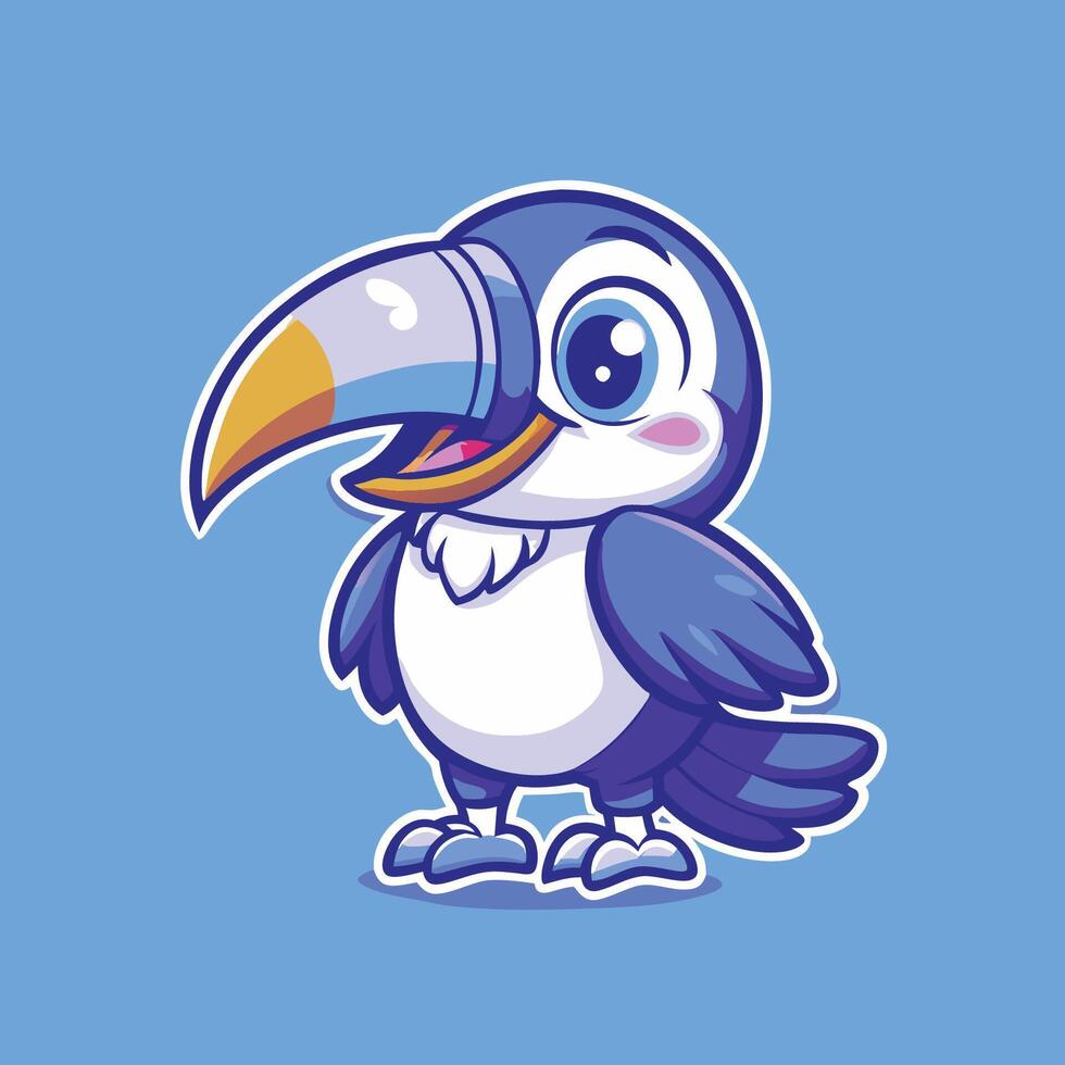 Cute Toucan Bird Logo Mascot with Cartoon Character Illustration vector