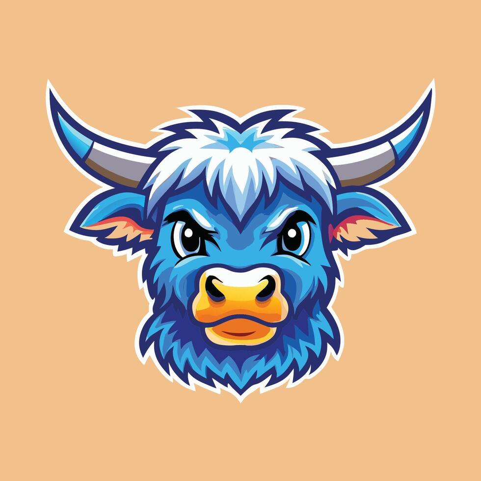 Highland Cow Illustration with Simple Mascot Design vector