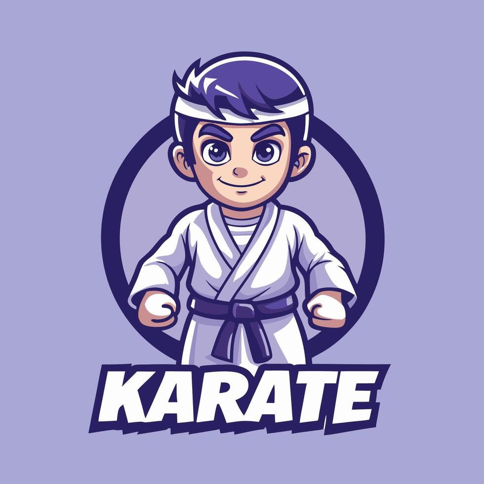 Dynamic Karate Boy Mascot Logo with Illustrative Character Design vector